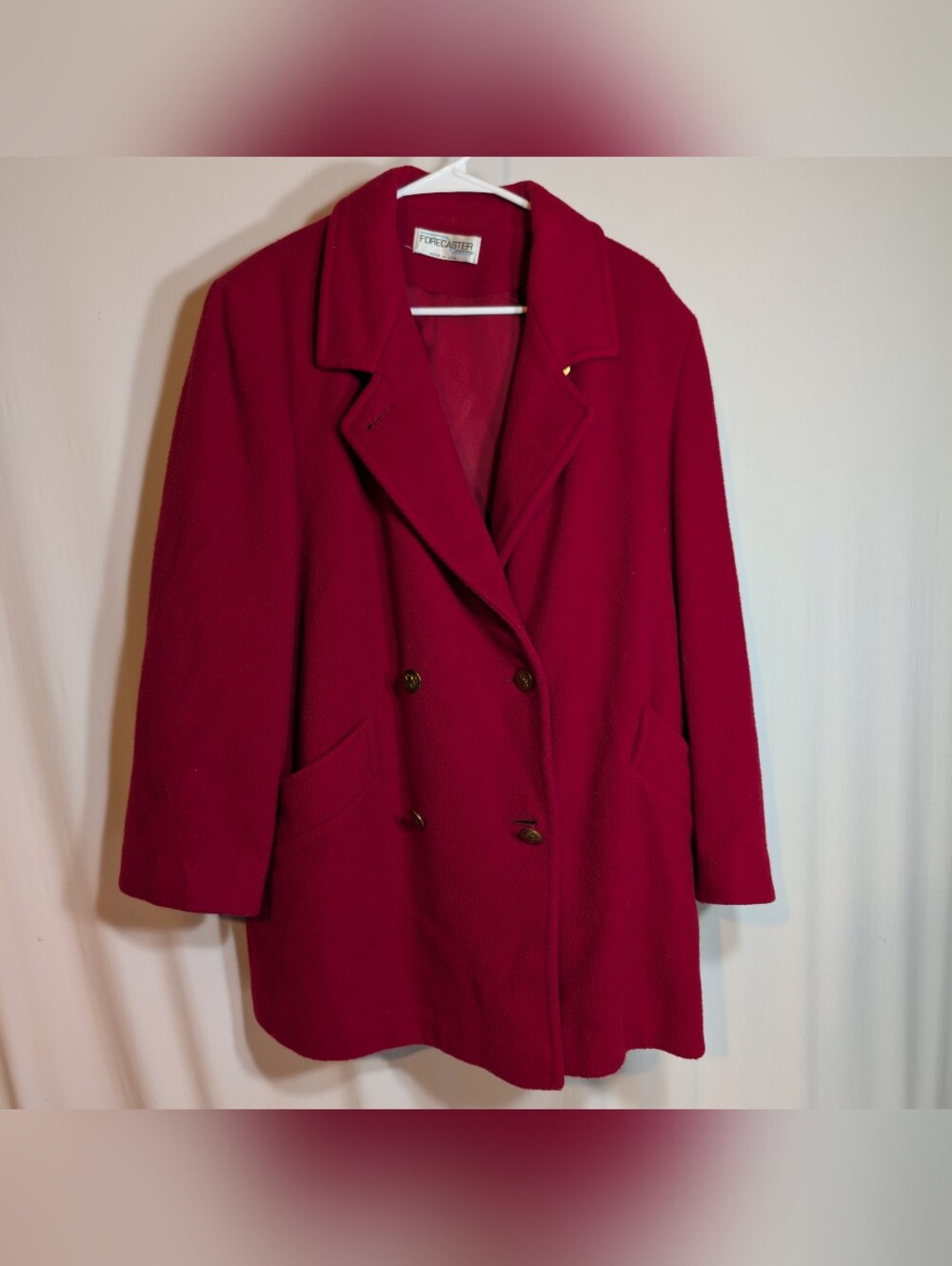 VINTAGE Forecaster Boston Jacket Red Pea Coat Wool Blend Union USA 14 L Large